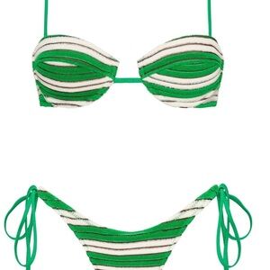 Triangl Swimwear Green and White Striped Bikini